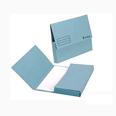 Image of indigo® Premium A4 Document Wallet Half Flap 285gsm Capacity 32mm (Blue, Pack of 50)