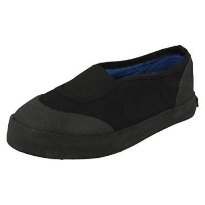 Image of Spot On Unisex Slip Canvas Shoes YSG2703 Black Textile UK Size 2 EU 34 US 3