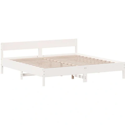 Image of vidaXL Bed Frame without Mattress White 180x200 cm Super King Solid Wood Pine