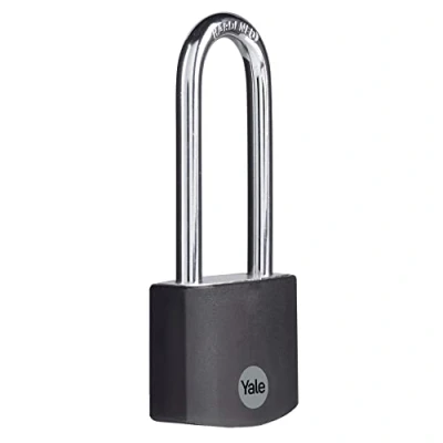 Image of Yale YE3B/38/156/1/BK Standard Security 38mm Aluminium Padlock with Long shackle Black Hardened Steel 3 keys