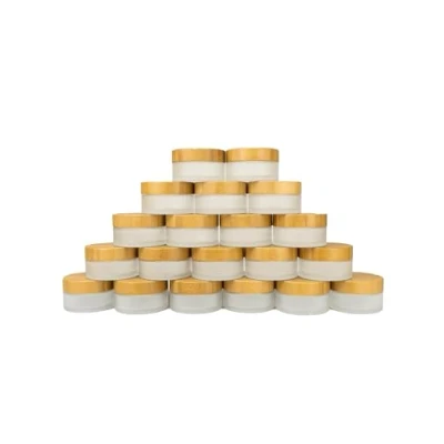 Image of WACHSMANN Refillable Glass Jars with Bamboo Lid 100 ml, 20 pcs for DIY Sustainable Natural Cosmetics, Travel Container Ointments &amp; Lotions