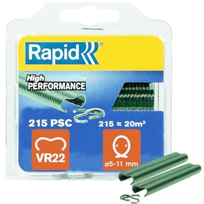 Image of Rapid VR22 Galvanized Fence Hogrings with Green PET Coating, Suitable for 5 11 mm Netting Wire, Ideal Securing Cages and Fencing, 215 Pieces, Blister (40108802)