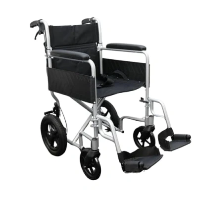 Image of Millercare iLite Lightweight Wheelchairs: Compact, Foldable &amp; Transit Friendly with Locking Brakes. Ideal for Travel Folding Wheelchair, Wheel Chair (Silver)