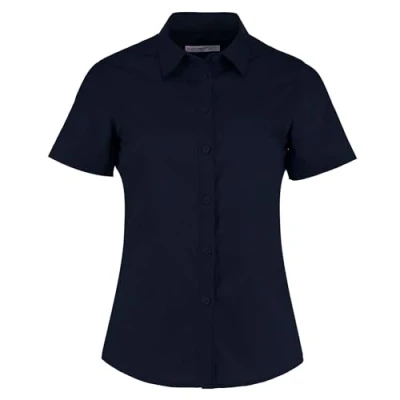 Image of Kustom Kit Womens S/S Poplin Shirt, Dark Navy, 10. KK241