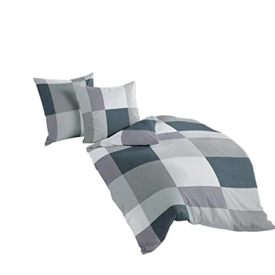 Image of Bierbaum Bed Linen 6520, Satin Basic, Designed in Germany, Silver 13, 135 x 200 + 80 cm