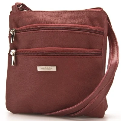 Image of Lorenz Ladies Small Genuine Soft Leather Cross Body / Shoulder Bag (1) # 1941 Red