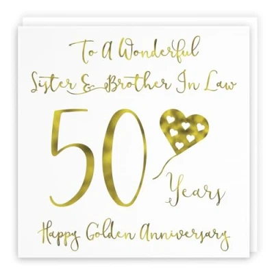 Image of Hunts England Sister And Brother In Law 50th Anniversary Card To A Wonderful &amp; 50 Years Happy Golden Milano Collection