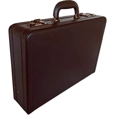 Image of Deluxe Faux Leather Expandable Executive Attache Case Briefcase Dark Brown (Dark Brown)
