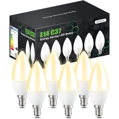 Image of tuare E14 LED Light Bulb, 5W 400 Lumens Bulb Warm White 3000K, 40W Equivalent SES Small Edison Screw CRI 80 Candle Non Dimmable Pack of 6
