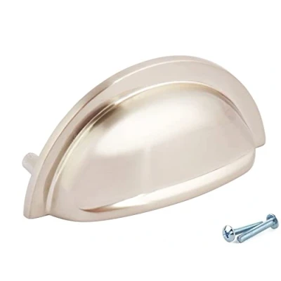 Image of Solmer LTD Henrietta Cup Kitchen Cabinet Door Handle Cupboard Drawer Bedroom Furniture Knob (Stainless Steel Effect)
