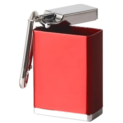 Image of Greyoe Outdoor Travelling Ashtray,Pocket Keychain Ashtray,Portable Ashtray Smell Proof Mini Pocket Cigarette for Use Smoking Ash Tray(Red)