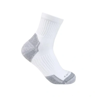 Image of Carhartt Men&#039;s Midweight Cotton Blend Quarter Sock 3 Pack, White, Large