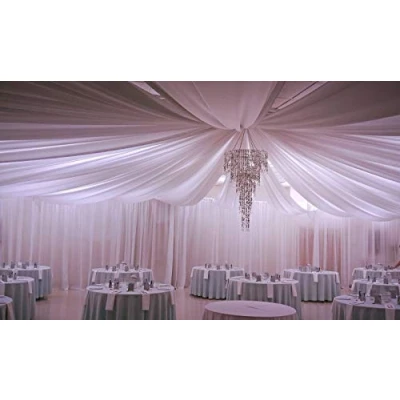 Image of 118 Wide Pure Snow White Voile Fabric Material for Drapes (15 Meter pre Cut)