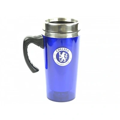 Image of Chelsea FC Official Football Travel Mug (One Size) (Blue/Silver)