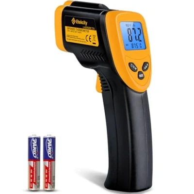 Image of Etekcity Infrared Thermometer Gun, 50C 450C（ 58F 842F）,Digital IR Temperature Gun for Cooking,Pizza Oven,Refrigerator,Industrial,Reptile（Not Human ）Yellow/Black
