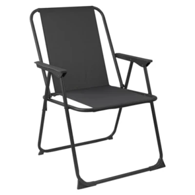 Image of Black Folding Metal Beach Chair By Harbour Housewares