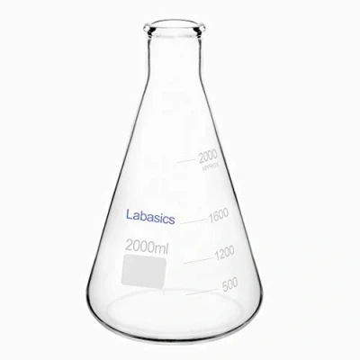 Image of Labasics Glass Narrow Mouth Erlenmeyer Flask, Borosilicate Heavy Wall Flask with Duty Rim, 2 L