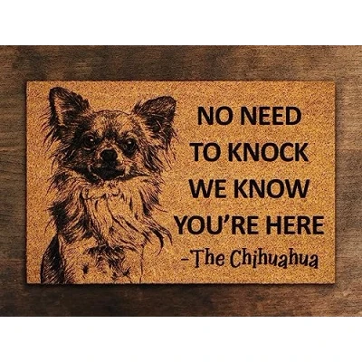 Image of Ensound Welcome Chihuahua Doormat,No Need to Knock Chihuahuas Door Mat,Chihuahua Doormat,Welcome Doormats,Welcome Dog Breed Mats 24x16 Inch