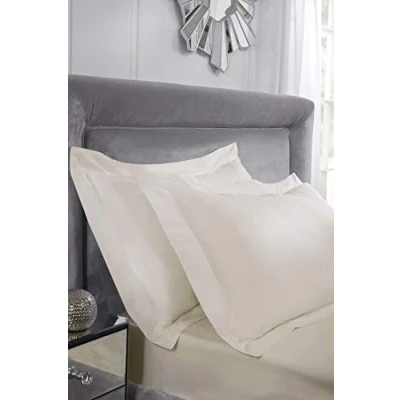 Image of 400 Thread Count Cotton Oxford Pillowcase Pair in Cream