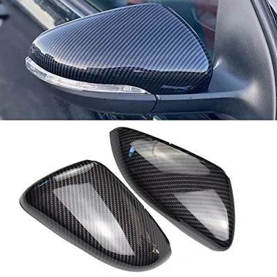 Image of 1 Pair of Mirror Caps Left Right Side Cover for Golf 6 MK6 Touran (Carbon Fibre)
