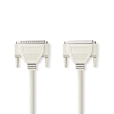 Image of NEDIS CCGP52110IV50 Serial Cable D SUB 25 Pin Male Female Nickel Plated 5.00 m Round PVC Ivory Polybag