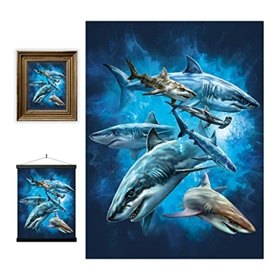 Image of 3D LiveLife Lenticular wall Art Prints Shark Swim from Deluxebase. Unframed Ocean Poster. A perfect filler. Original artwork licensed renowned artist, Tami Alba