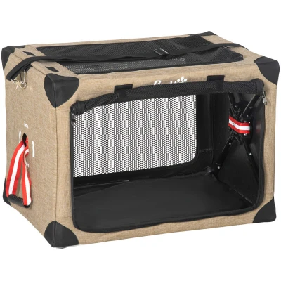Image of PawHut Collapsible Dog Crate Foldable Pet Carrier Portable Cat Travel Bag w/ Mat for Cats Small 65 x 45 cm