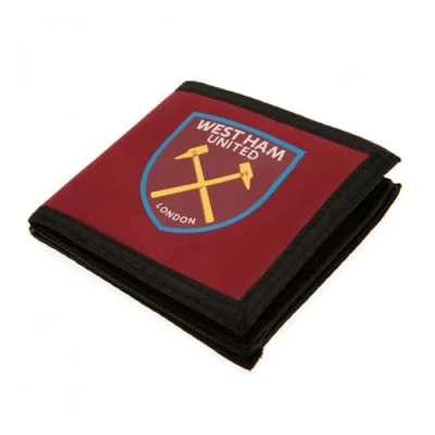 Image of West Ham United FC Touch Fastening Canvas Wallet (11 x 10cm) (Black/Red)