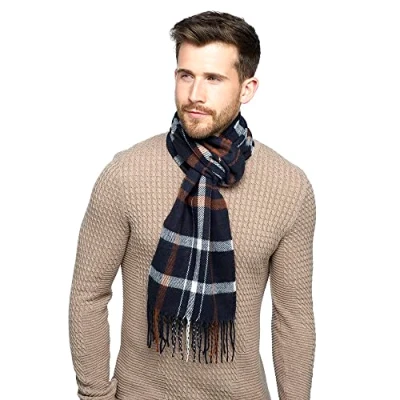 Image of Mens Undercover GL382 Brown/Navy Check Scarf