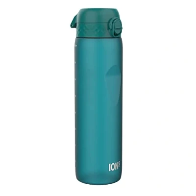 Image of Ion8 1 Litre Water Bottle, Leak Proof, Flip Lid, Carry Handle, Rapid Liquid Flow, Dishwasher Safe, BPA Free, Soft Touch Contoured Grip, Ideal for Sports and Gym, Carbon Neutral Recyclon, Aqua Blue