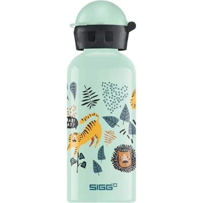 Image of SIGG Aluminium Kids Water Bottle KBT Jungle TZZ Leakproof Lightweight BPA Free Climate Neutral Certified Light Green 0.4L
