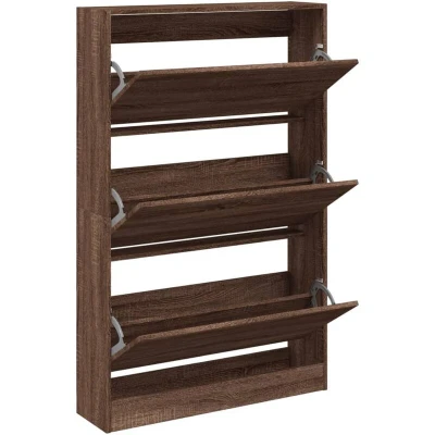 Image of vidaXL Shoe Cabinet Brown Oak 80x21x125.5 cm Engineered Wood