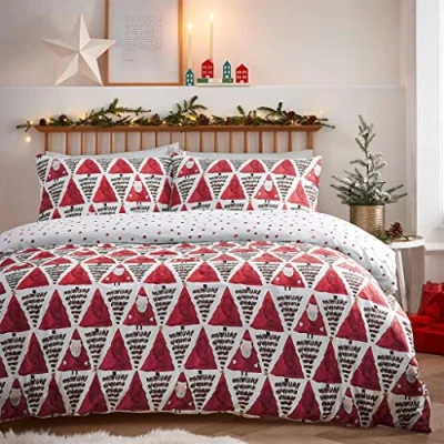 Image of furn. Hide and Seek Santa Toddler Duvet Cover Set, Cotton, Polyester, Red