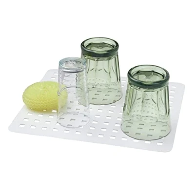 Image of InterDesign Euro Kitchen Sink Protector Mat Regular, White, Polyvinyl Chloride (PVC)