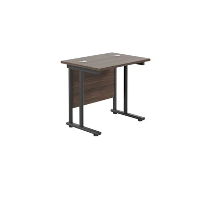Image of Jemini Rectangular Double Upright Cantilever Desk 800x600x730mm Dark Walnut/Black KF820321