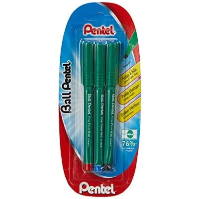 Image of Pentel Felt Ballpoint Pen, Tip 0.8 mm Blister de 3 Black/Blue/Red