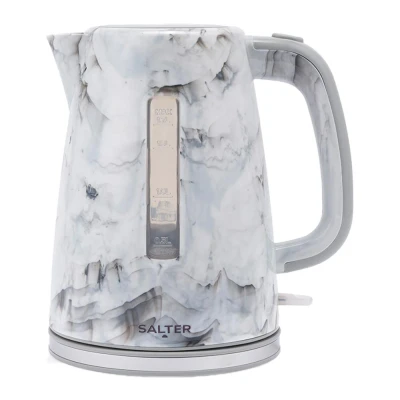 Image of Salter EK5831WMA Marble 1.7 L Kettle Rapid Boil, 360 Swivel Base, Removable Limescale Filter, Water Level Indicator, Unique Design, Boil Dry Sensor &amp; Auto Shut Off, Otter Control 3000W White