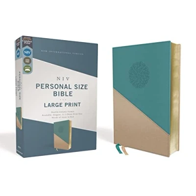 Image of Niv, Personal Size Bible, Large Print, Leathersoft, Teal/Gold, Red Letter Edition, Comfort Print: New International Version, Teal/Gold Size, Edition