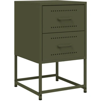 Image of vidaXL Bedside Cabinet Olive Green 36x39x60.5 cm Steel