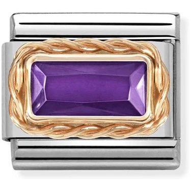 Image of Nomination Rose Gold Purple Baguette Crystal Charm