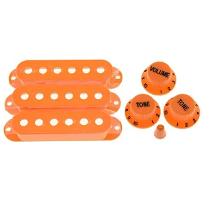 Image of Dopro ST Strat Pickup Covers Knobs and 13 Way Switch Tip Cap Orange