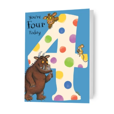 Image of The Gruffalo, Age 4 , Happy 4th Birthday Card, Multi, 7 x 5, GR004