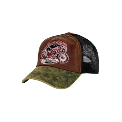 Image of King Kerosin Men&#039;s Trucker Cap Vintage Retro Bobber Motorcycle Biker Washed Mesh Snapback Garage, brown, One Size