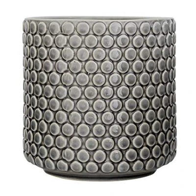 Image of Bloomingville Ceramic Flower Pot Dot colorful Planter, for plants, sukkulents Size M (15,5 cm ø) Dia 6&#039;&#039; H 6&#039;&#039;, Stoneware, grey