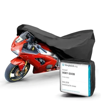 Image of WALSER Motorbike Cover waterproof M Rated Very Good* Motorcycle Waterproof, Vespa Cover, Scooter Tarpaulin, Tarpaulin black 215x95x120 cm