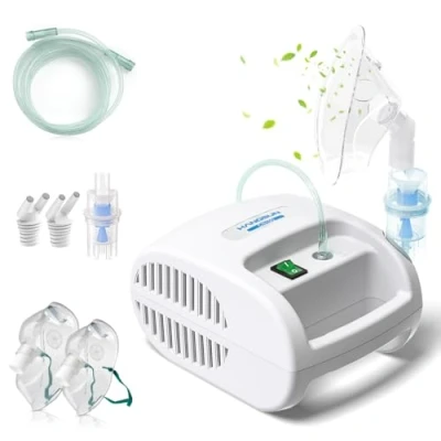Image of Hangsun CN100 Nebuliser Machine, Electric Steam Inhaler, Compact Compressor Vaporiser Device for Adults and Kids, Home Travel Use