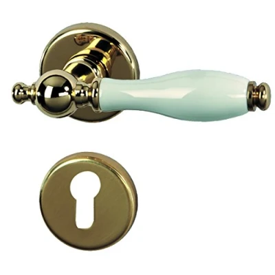 Image of ALPERTEC Door Fitting with Knob Nany R White Porcelain Polished Brass for Front Doors 32218473 PZ Handle Set Fittings