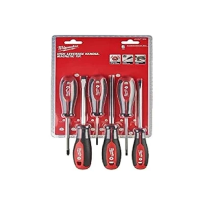 Image of Milwaukee Series of 6 Magnetic Screwdrivers tip 4932471806, Black red