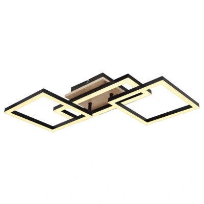 Image of Bossy 3 Square Integrated LED Semi Flush Ceiling Light Matt Black 3x 3000K