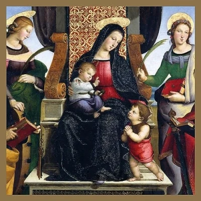 Image of Museums &amp; Galleries Christmas Cards Pack of 5 Madonna and Child Enthroned with Saints Eco Friendly Recyclable